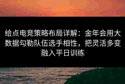 给点电竞策略布局详解：金年会用大数据勾勒队伍选手相性，把灵活多变融入平日训练